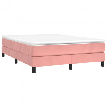 Cadru de pat box spring, roz, 140x200 cm, catifea - Img 3