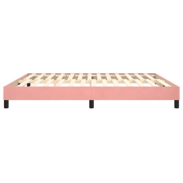Cadru de pat box spring, roz, 160x200 cm, catifea - Img 5