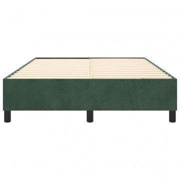Cadru de pat box spring, verde închis, 140x190 cm, catifea - Img 8