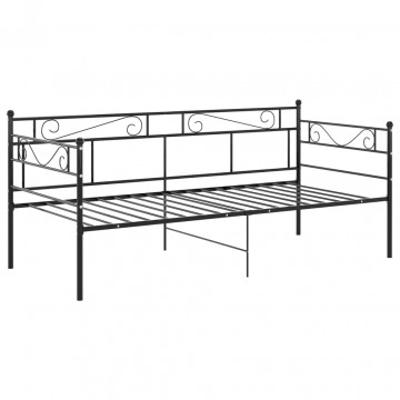 Cadru de pat canapea, negru, 90x200 cm, metal - Img 3