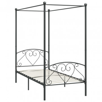 Cadru de pat cu baldachin, gri, 120 x 200 cm, metal - Img 2
