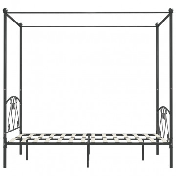 Cadru de pat cu baldachin, gri, 140 x 200 cm, metal - Img 4
