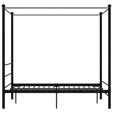 Cadru de pat cu baldachin, negru, 140x200 cm, metal - Img 3