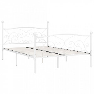 Cadru de pat cu bază din șipci, alb, 120 x 200 cm, metal - Img 2