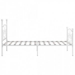 Cadru de pat cu bază din șipci, alb, 90 x 200 cm, metal - Img 4