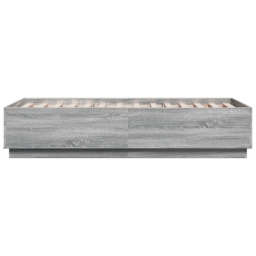 Cadru de pat cu LED gri sonoma 75x190 cm lemn prelucrat - Img 6