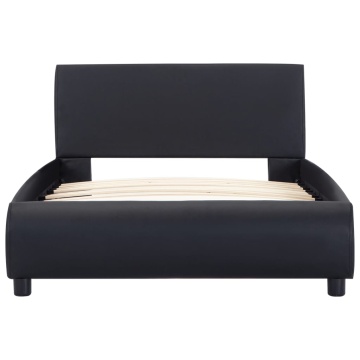 Cadru de pat cu LED, negru, 90 x 200 cm, piele ecologică - Img 4