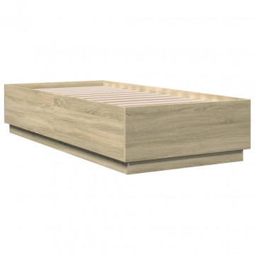 Cadru de pat cu LED, stejar sonoma, 100x200 cm, lemn prelucrat - Img 7