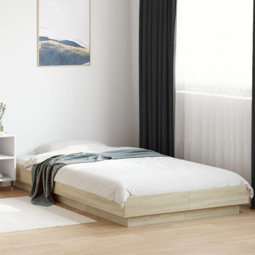 Cadru de pat cu LED, stejar sonoma, 100x200 cm, lemn prelucrat - Img 4