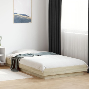 Cadru de pat cu LED, stejar sonoma, 90x200 cm, lemn prelucrat - Img 4
