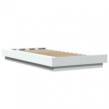 Cadru de pat cu lumini LED, alb, 100x200 cm, lemn prelucrat - Img 6