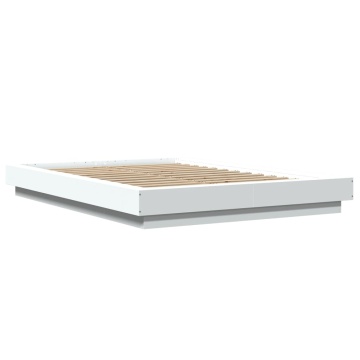 Cadru de pat cu lumini LED, alb, 120x190 cm, lemn prelucrat - Img 2