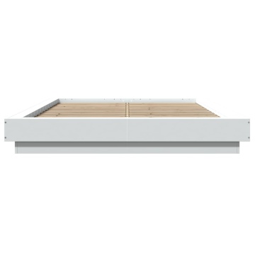 Cadru de pat cu lumini LED, alb, 140x190 cm, lemn prelucrat - Img 8