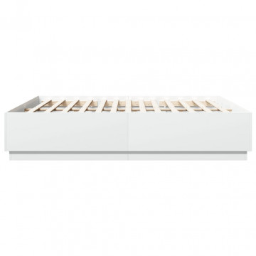 Cadru de pat cu lumini LED, alb, 200x200 cm, lemn prelucrat - Img 6