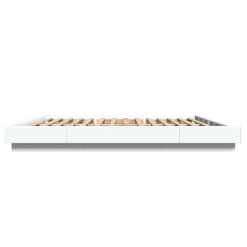Cadru de pat cu lumini LED, alb, 200x200 cm, lemn prelucrat - Img 5