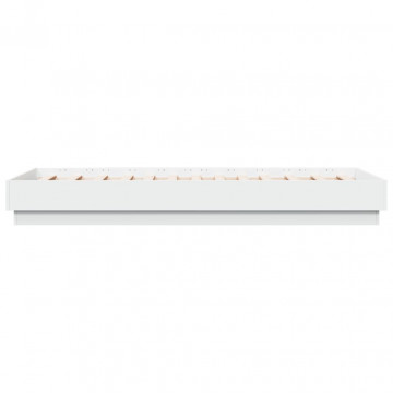 Cadru de pat cu lumini LED, alb, 75x190 cm - Img 6