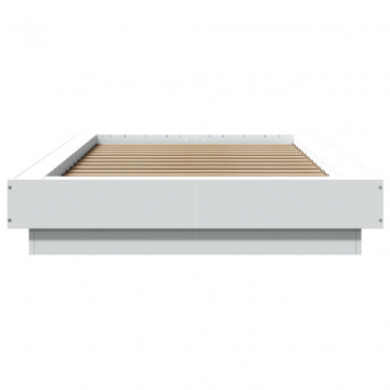 Cadru de pat cu lumini LED, alb, 90x190 cm, lemn prelucrat - Img 8