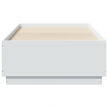 Cadru de pat cu lumini LED, alb, 90x190 cm, lemn prelucrat - Img 5