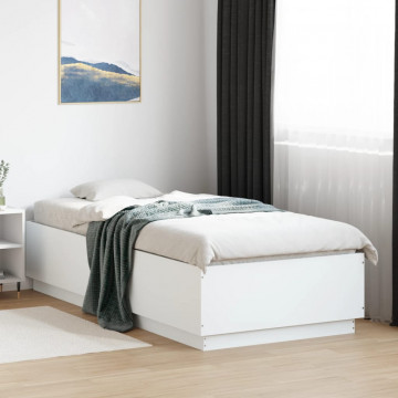 Cadru de pat cu lumini LED, alb, 90x200 cm, lemn prelucrat - Img 3
