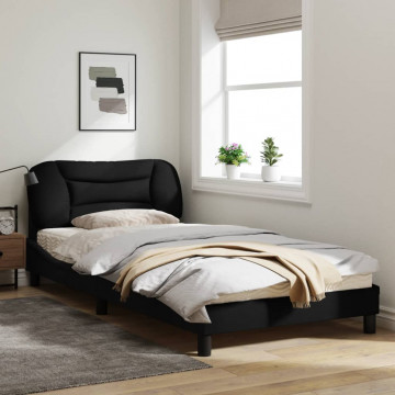Cadru de pat cu lumini LED, negru, 100x200 cm, textil - Img 8