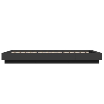 Cadru de pat cu lumini LED, negru, 90x200 cm, lemn prelucrat - Img 5