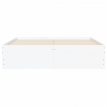 Cadru de pat cu sertare, alb, 135x190 cm, lemn prelucrat - Img 5