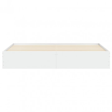 Cadru de pat cu sertare, alb, 160x200 cm, lemn prelucrat - Img 5