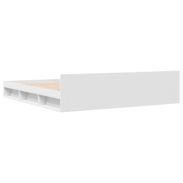 Cadru de pat cu sertare alb 200x200 cm lemn prelucrat - Img 2