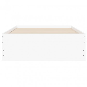 Cadru de pat cu sertare, alb, 75x190 cm, lemn prelucrat - Img 5