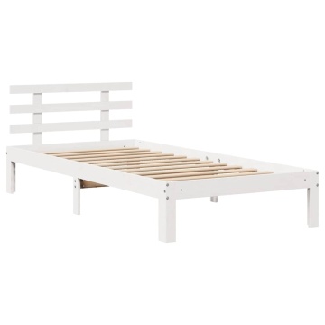 Cadru de pat cu sertare, alb, 90x200 cm lemn masiv pin - Img 6