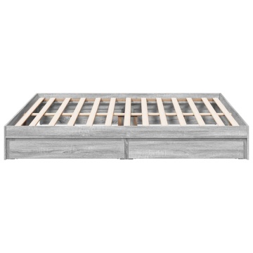 Cadru de pat cu sertare gri sonoma 180x200 cm lemn prelucrat - Img 8