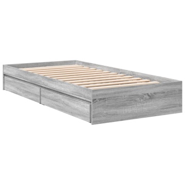Cadru de pat cu sertare gri sonoma 90x190 cm lemn prelucrat - Img 5