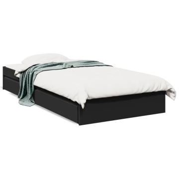 Cadru de pat cu sertare, negru, 100x200 cm, lemn prelucrat - Img 1