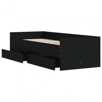Cadru de pat cu sertare, negru, 75x190 cm mic, single - Img 8