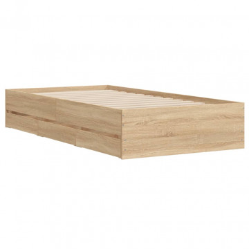 Cadru de pat cu sertare stejar sonoma 100x200 cm lemn prelucrat - Img 4