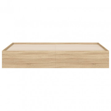 Cadru de pat cu sertare stejar sonoma 160x200 cm lemn prelucrat - Img 5