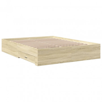 Cadru de pat cu sertare stejar sonoma 160x200 cm lemn prelucrat - Img 2