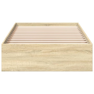 Cadru de pat cu sertare stejar sonoma 75x190 cm lemn prelucrat - Img 4