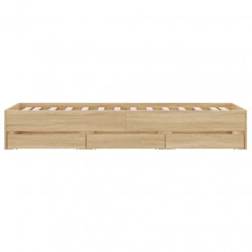 Cadru de pat cu sertare stejar sonoma 90x200 cm lemn prelucrat - Img 6