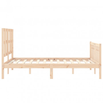 Cadru de pat cu tăblie, 140x190 cm, lemn masiv - Img 6