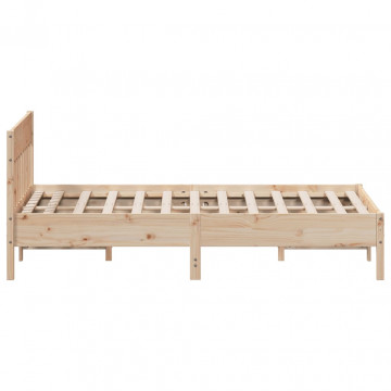 Cadru de pat cu tăblie, 160x200 cm, lemn masiv de pin - Img 8