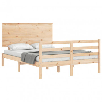 Cadru de pat cu tăblie 4FT, dublu mic, lemn masiv - Img 4