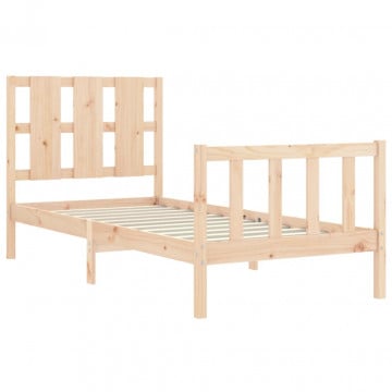 Cadru de pat cu tăblie, 90x190 cm, lemn masiv - Img 8