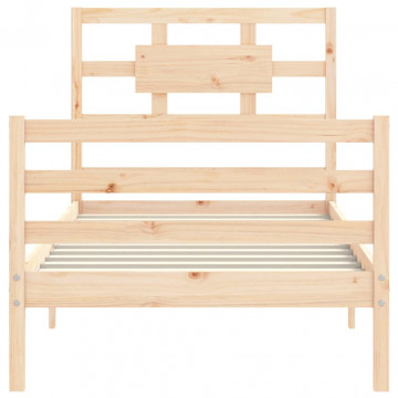 Cadru de pat cu tăblie, 90x200 cm, lemn masiv - Img 6