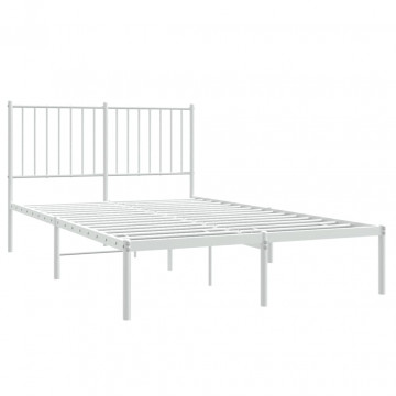Cadru de pat cu tăblie, alb, 196x126x90,5 cm, oțel - Img 4