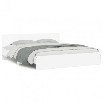 Cadru de pat cu tăblie, alb, 200x200 cm - Img 2
