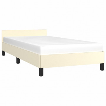 Cadru de pat cu tăblie, crem, 90x200 cm, piele ecologică - Img 3