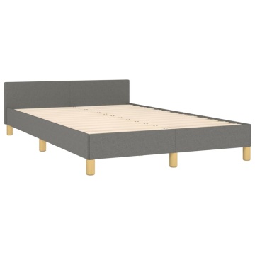 Cadru de pat cu tăblie, gri închis, 120x200 cm, textil - Img 8