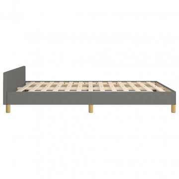 Cadru de pat cu tăblie, gri închis, 140x190 cm, textil - Img 5