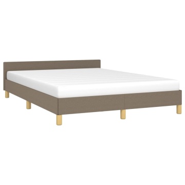 Cadru de pat cu tăblie, gri taupe, 140x190 cm, textil - Img 3